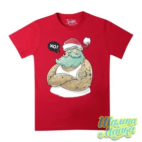 Прикольные футболки: Крутой Санта на красном